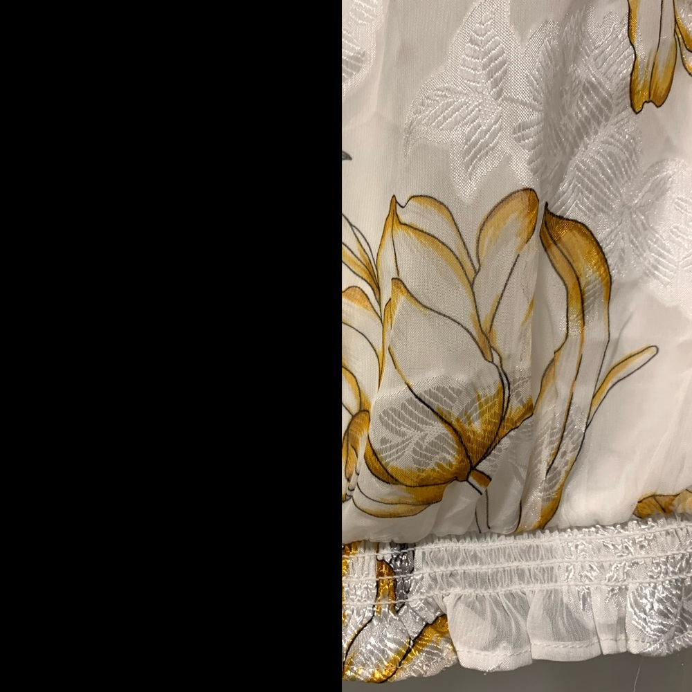 WHBM White House black market yellow floral long sleeve blouse cami yellow top - Picture 8 of 8